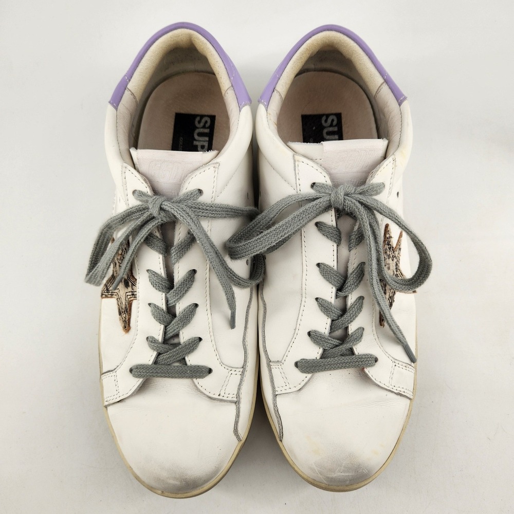 Golden Goose Superstar Sneakers Women 41 White Purple Distressed Leather Italy - Picture 3 of 14